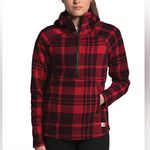 The North Face Women’s Crescent Red Black Plaid Pullover Fleece Hooded Jacket S Photo 0