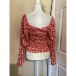 Anthropologie  Red Sweetheart Smock Bodice Pullover Puff Sleeve XS Photo 4