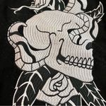 PacSun Women’s Bomber Jacket Black White Embroidered Medium Gothcore Rose Skull Photo 12