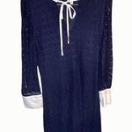 Riley & Rae Dress Medium Navy Lace with White Collar Cottagecore Preppy Photo 0