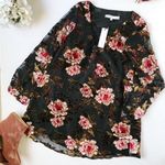 Cupcakes and Cashmere NWT Semi-Sheer Floral Lace-Up Long Sleeve Mini Dress XXS Photo 3