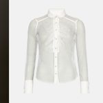 Karen Millen NWT  Mixed Mesh Spot Tulle Collared Jersey Blouse $200 fall lace Photo 2