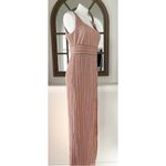 Adrianna Papell  Metallic Pleated Long Gown in Rose, Size 8 NEW w/Tag $229 Photo 2