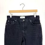 Free People Maggie Mid Rise Washed Black Distressed Straight Leg Cropped Jeans Photo 4