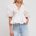 Endless Rose  Puff Sleeve Peplum Top Photo 0