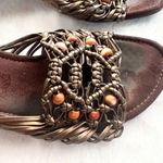 Life Stride Jitter Brown & Gold Strappy Beaded Block Heel Slides Women's Size 6 Photo 10