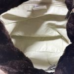 Liz Claiborne  Tan Poly Vinyl Brown Faux Fur Trimmed Handbag Photo 7
