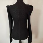 Free People Puff Shoulder Mock Turtleneck Top XS Black Photo 2
