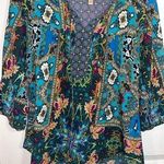 Fig & Flower / Figueroa & Flower Turquoise Boho Aztec Detailed Blouse Size Med Photo 0