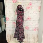 JS Collections  Embroidered Mesh Gown Carbernet Photo 7