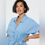 Torrid  Sky Blue Mini Chambray Tiered Shirt Dress Plus Size 1X Western Chic Photo 1