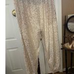 Loft Women's Pants Size M Gold Sequin Joggers Photo 6