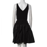 NWOT Nina Ricci Paris V Neck Mini Dress Taffeta Silk Chiffon Black Photo 3