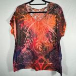 Susan Lawrence Multi-Color Orange Top. Sz 1x Photo 1