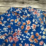 Pleione Women's Floral Blouse Top Shirt Blue S SM Small Short Puff Sleeve Light Photo 3
