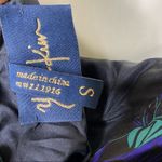 Yumi Kim Floral Back Cut Out Short Sleeve Silk Black Blue Dress S Photo 3