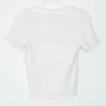 Mango Womens Textured White V Neck Short Sleeve Top Size S Casual Everyday Photo 4