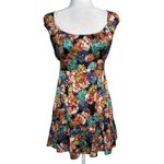 Nanette Lepore  100% Silk Mini Babydoll Dress 10 Dark‎ Floral Tiered Whimsy Fairy Photo 2