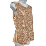Rebecca Taylor  Sleeveless Tan Silver Sequin Demi Peplum Silk Tank Blouse size 6 Photo 5