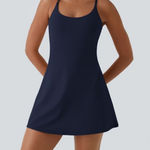 Halara NWT  Navy Blue athletic Sleeveless Dress. Easy peasy. Pocket size S Photo 0