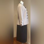 Le Suit Paris New York Beige & Black Top.Skirt Set Top Is Double Breasted Sz 12P Photo 3