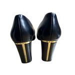 Andrew Marc SZ 6 New York Racee Faux Leather Stylist Almond Toe Heels Black Photo 8