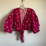 Color Me Courtney Emily Watermelon Wrap Tie Top Size: XS Pink Photo 2