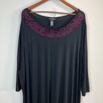 Catherines  AnyWear Maxi Dress 3X Black Sheer Floral Scoop Neckline 3/4‎ Sleeve Photo 1