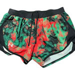 Under Armour  Womens M HeatGear Running Shorts Abstract Print Black Green Red Photo 0