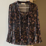 Zimmermann  black sheer floral long sleeve blouse size 0 Photo 0