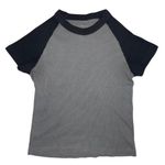 Brandy Melville Black and Grey Cropped Baseball Tee Women's O/S Photo 0