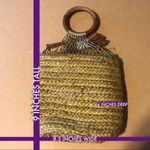 Nanette Lepore  YELLOW & BEIGE STRAW BAG WITH WOODEN HANDLE "CLEMENTINE" Photo 13