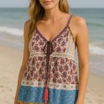 Lulumari Anthropologie Brand Mixed Media Colorful Lace Tassel Flowy Tank top Photo 1