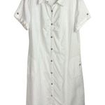 Lole Linen Cotton Blend Shirt Dress Sz 8 White Button Snap Boho Lagenlook Photo 0