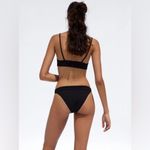 ZARA  HIGH WAISTED SWIM BIKINI BOTTOMS FLORAL LEAF PRINT BLACK SIZE S NEW Photo 4