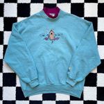Top Stitch Blue Birdhouse Crewneck Size M Photo 0