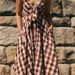Free People Via Gingham Cotton Seersucker Sundress Brown Photo 0