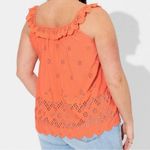 Torrid NWT  Plus Sized Bright Coral Orange Eyelet Ruffle Tank Top Blouse SIZE 5X Photo 2