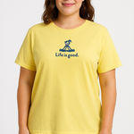 Life is Good Butter Yellow Graphic Tee Women’s Size L Photo 0