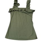 Army Green Ruffle Strap Tank Top – Size Medium Photo 1
