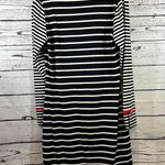 Women's IBKÜL Navy White Stripe Long Sleeve Dress S with Red Accents Photo 7