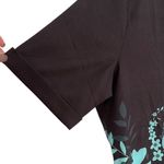 Made with Love Short Sleeve Pullover Blouse Black Turquoise Floral Size Medium Photo 1