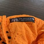 ZARA  Eyelet Babydoll Summer Dress Medium Festival Spaghetti Tie Back Orange Photo 2