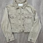 Mustard Seed Taupe Distressed Denim Jacket Photo 0