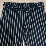 J. Jill Emilie‎ Linen Stretch Paperbag Cropped Wide Leg Pant Black Stripe 3X Photo 2