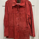 st. john's bay  Womens Petite Large Red Suede Leather Button Front Jacket Festival Photo 0