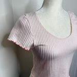 Colsie Ribbed Crop Top Lettuce Trim Scoop Neck Size XL Pale Pink Photo 1