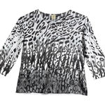 Jess & Jane Shirt Animal Print Cheetah Embellished White Black Small Petitie Size undefined Photo 0