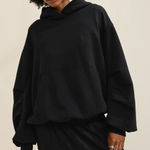 Aerie Offline By  True Black Drapey Boxy Fit Terry Cloth Pullover Hoodie Large Photo 0