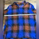 BDG  Blue and Brown Plaid Women's Button Down Shirt Photo 4